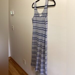 NWOT Blue and white striped maxi dress.Hits just above ankles.  Boutique brand.